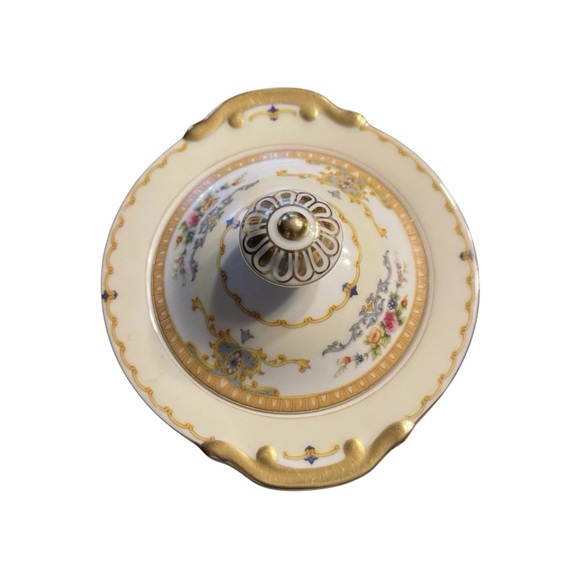 Meito China Japan Lidded Covered Bowl Gold Gilt Floral Scalloped Rim Vtg - Picture 3 of 8